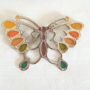Vintage Jaz Silver Butterfly Brooch